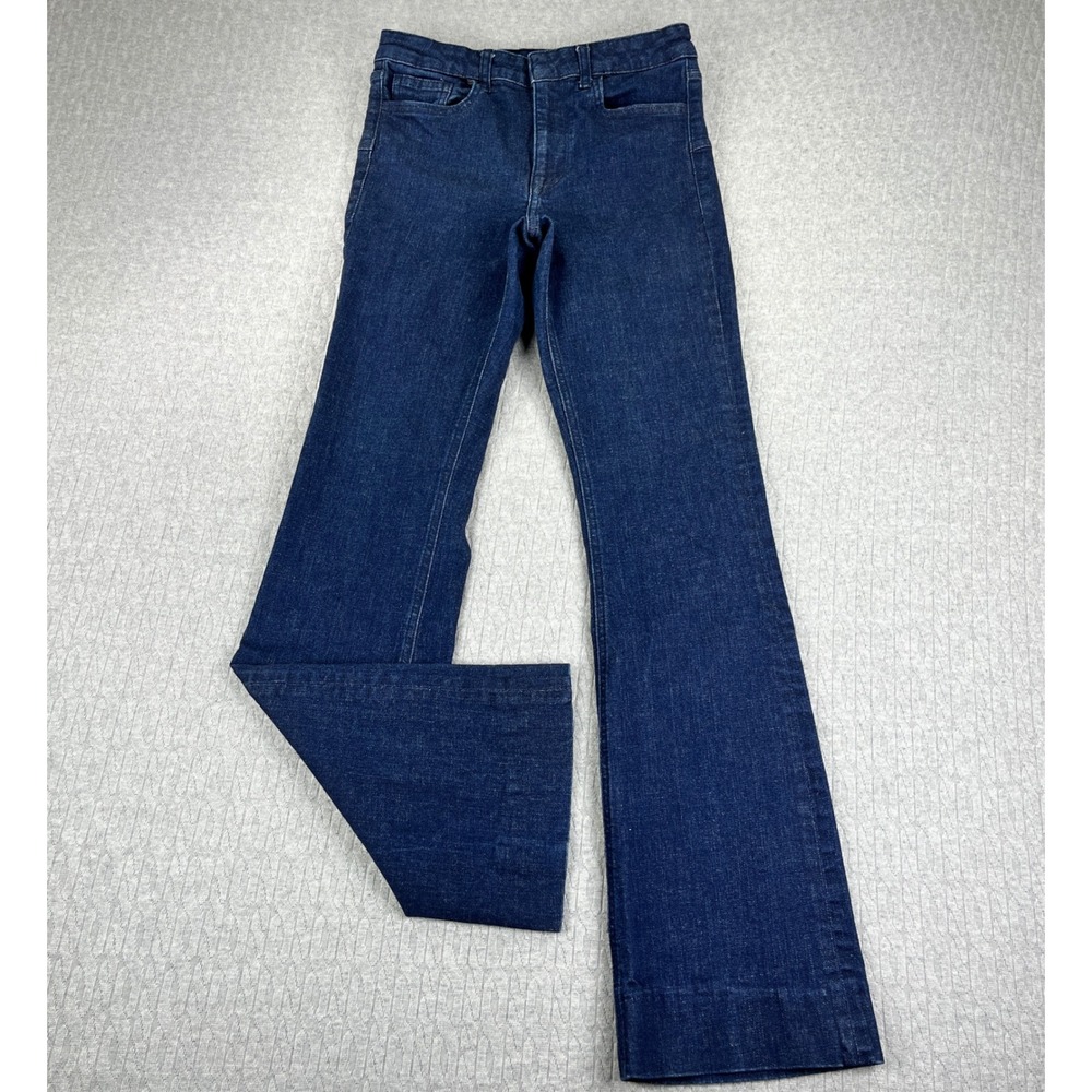 Zara Bootcut Flare Jeans Women Size 4/27x32 Blue High Rise Dark Wash Denim